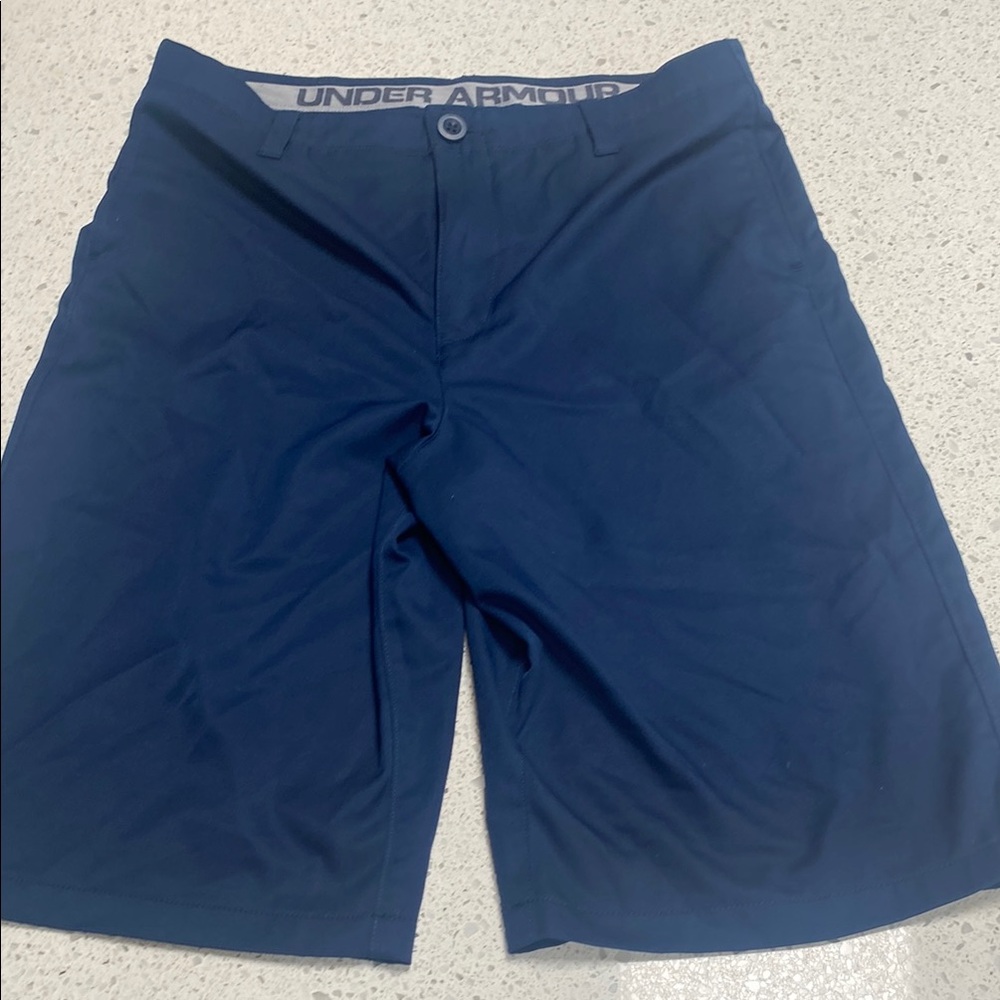Under Armour Blue Athletic Shorts with Flat Front Design